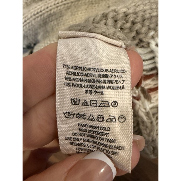 Free People Frosted Fair Isle Cardigan Women's Size Large Mohair Wool Blend Boho - Picture 4 of 10